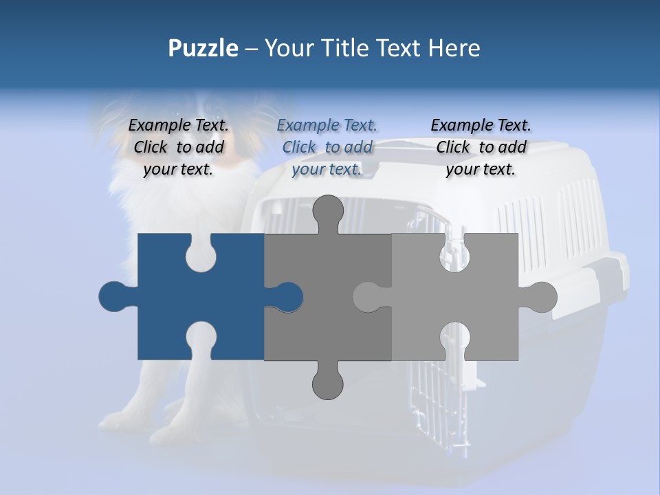 Young Dog Papillon And A Plastic Carrier PowerPoint Template