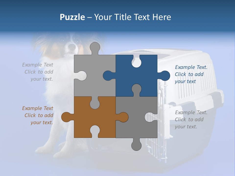 Young Dog Papillon And A Plastic Carrier PowerPoint Template