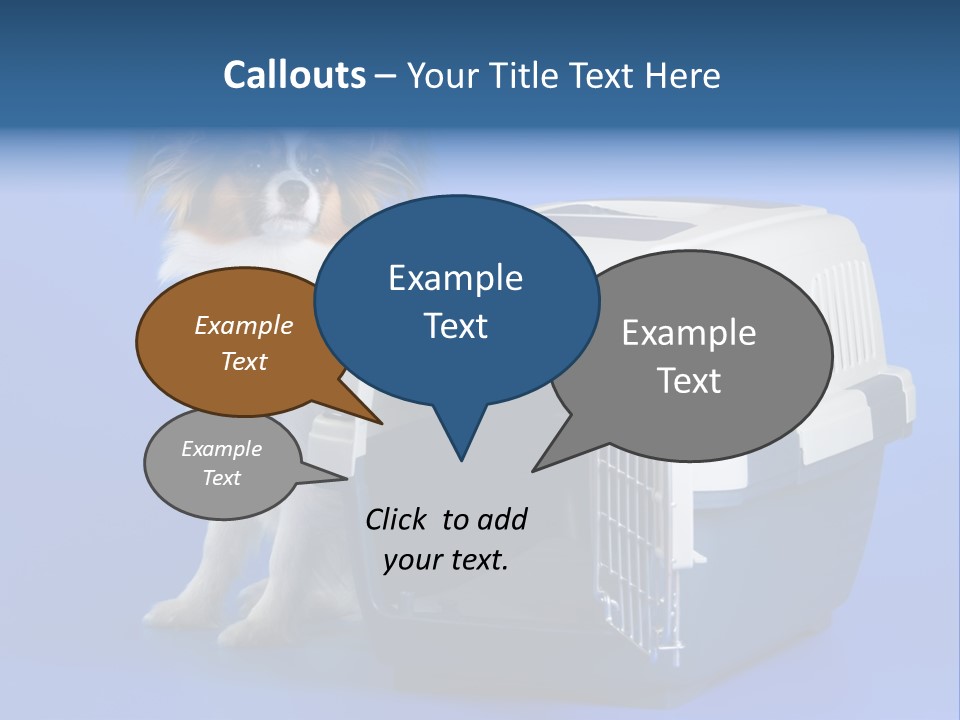 Young Dog Papillon And A Plastic Carrier PowerPoint Template