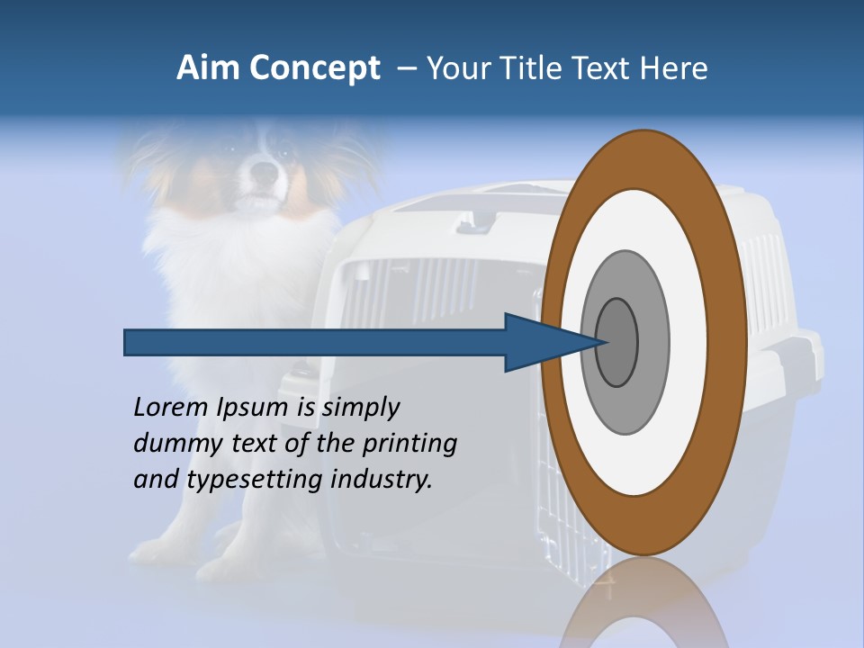 Young Dog Papillon And A Plastic Carrier PowerPoint Template