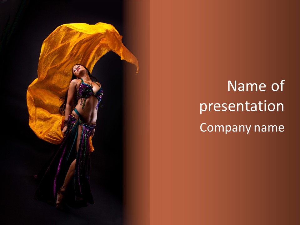 Beautiful Bellydancer Tossing Veil PowerPoint Template