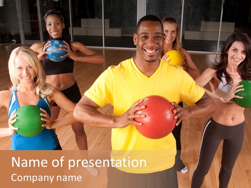 A Male Fitness Intstructor Leads A Class PowerPoint Template