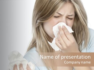 Beautiful Girl With Allergies PowerPoint Template