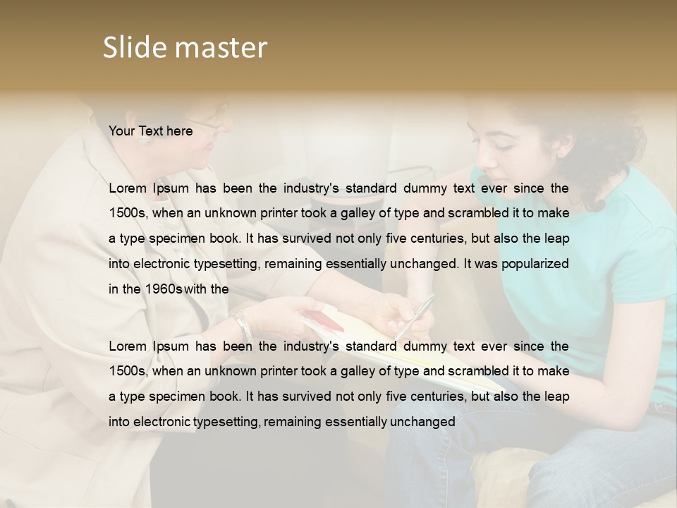 Psychologist Giving A Teen Girl An Agreement To Sign Before Starting Therapy. PowerPoint Template