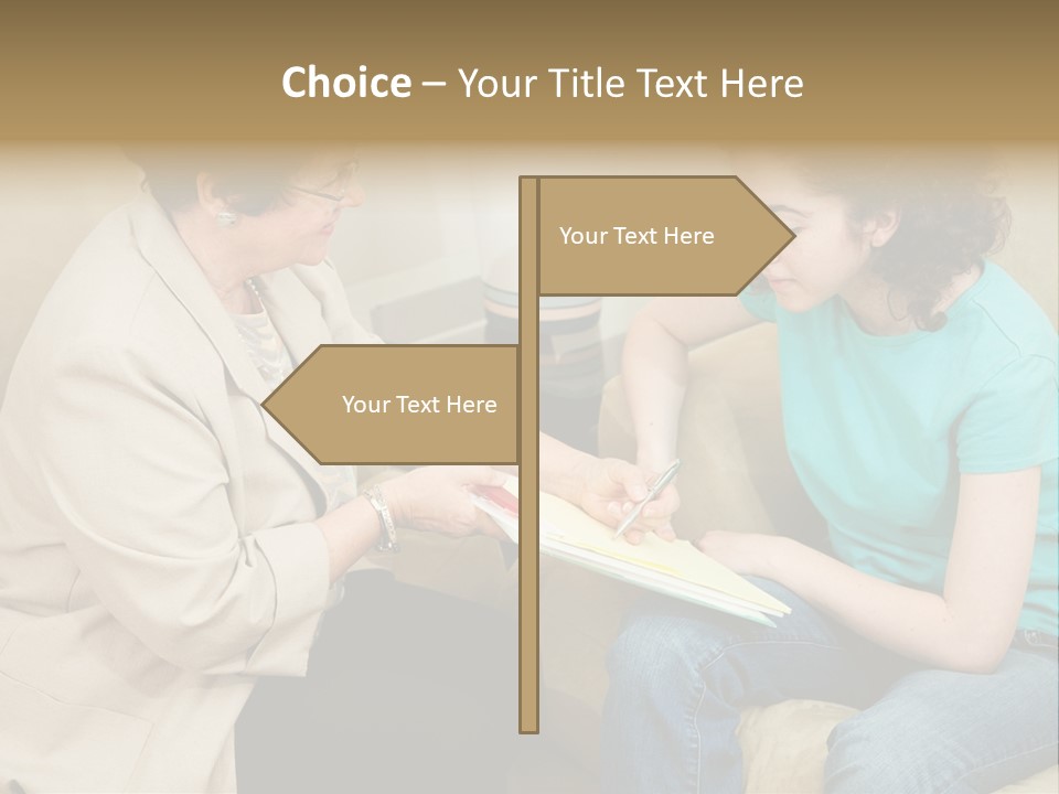 Psychologist Giving A Teen Girl An Agreement To Sign Before Starting Therapy. PowerPoint Template