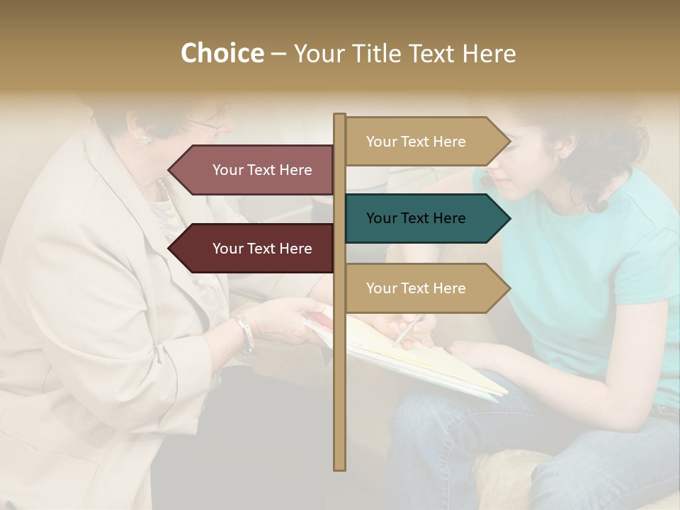 Psychologist Giving A Teen Girl An Agreement To Sign Before Starting Therapy. PowerPoint Template