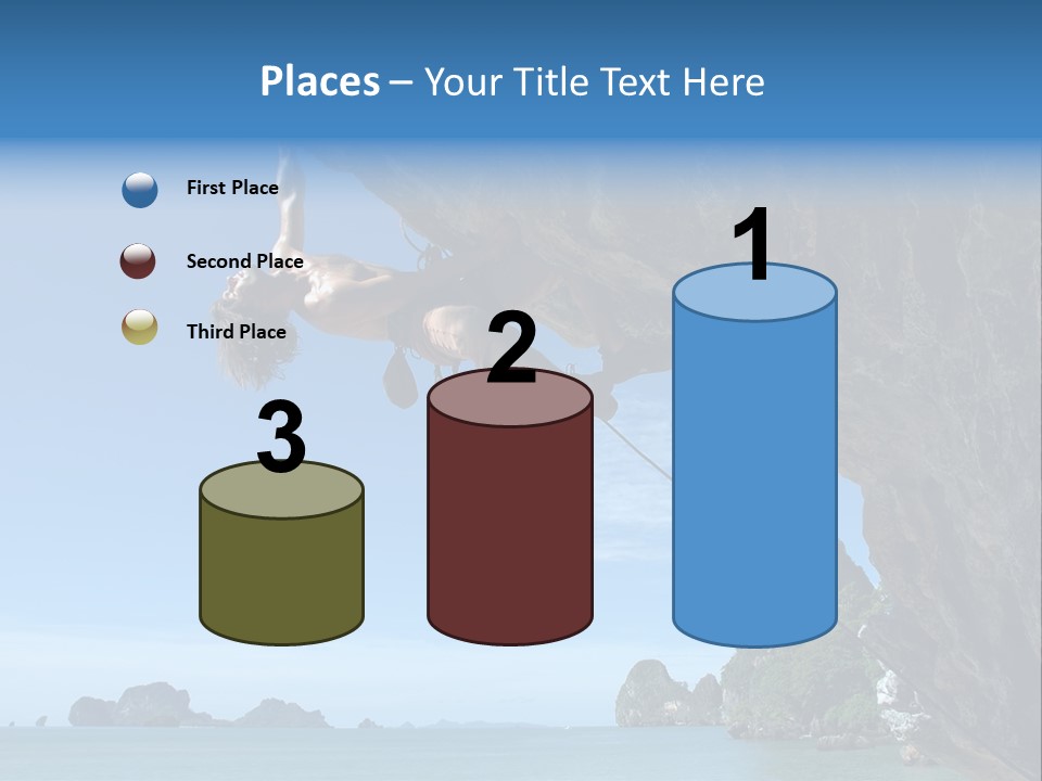 Adult Climbing Hard Overhanging Wall In Krabi, Thailand. PowerPoint Template