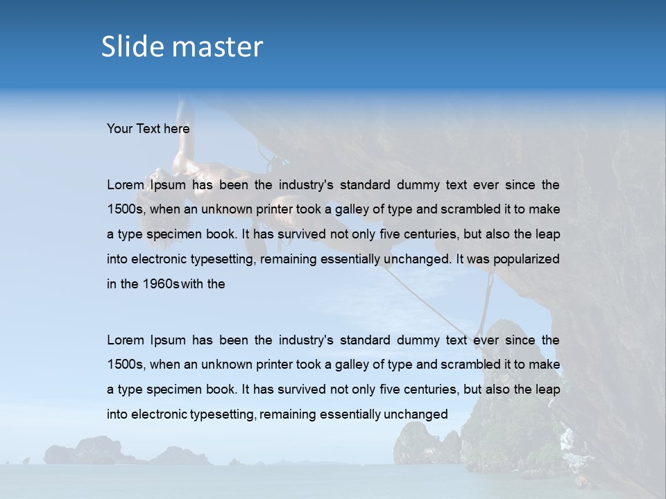 Adult Climbing Hard Overhanging Wall In Krabi, Thailand. PowerPoint Template