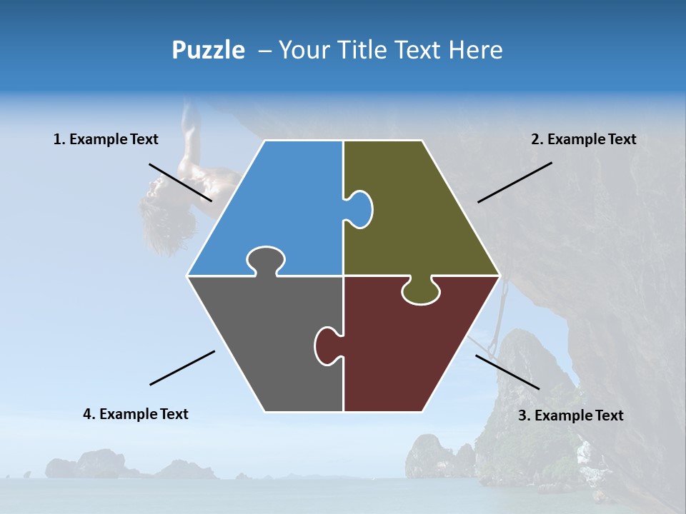 Adult Climbing Hard Overhanging Wall In Krabi, Thailand. PowerPoint Template