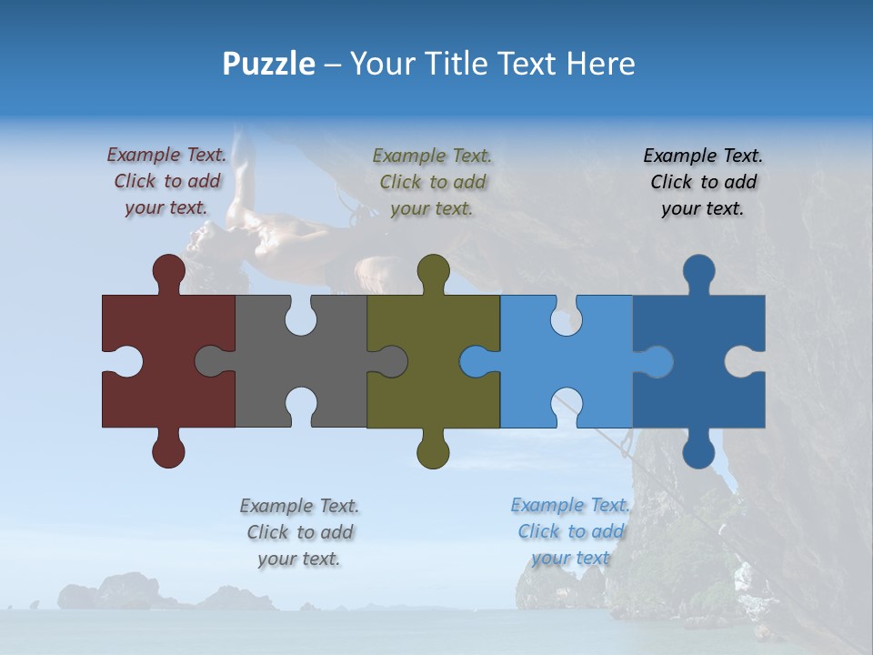 Adult Climbing Hard Overhanging Wall In Krabi, Thailand. PowerPoint Template