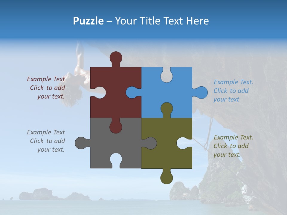 Adult Climbing Hard Overhanging Wall In Krabi, Thailand. PowerPoint Template