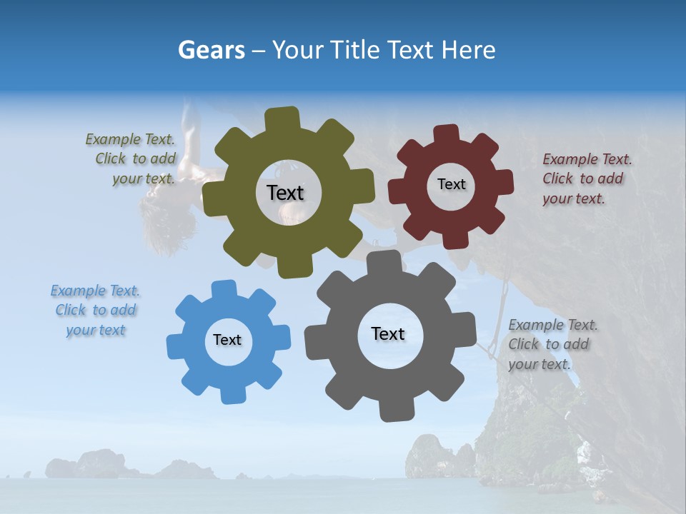 Adult Climbing Hard Overhanging Wall In Krabi, Thailand. PowerPoint Template