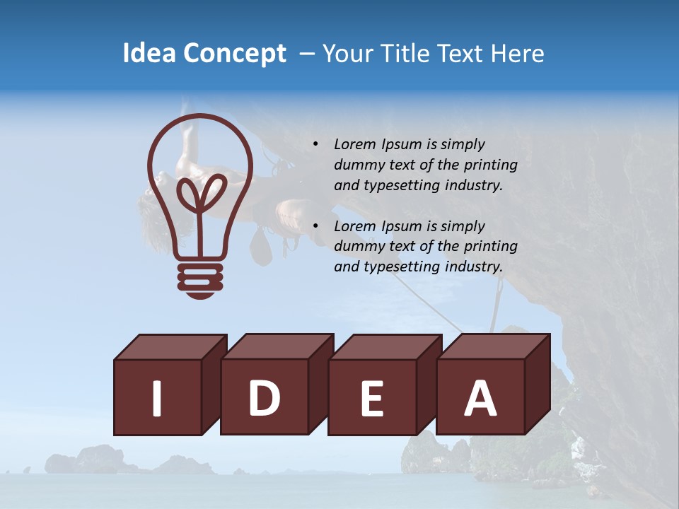 Adult Climbing Hard Overhanging Wall In Krabi, Thailand. PowerPoint Template