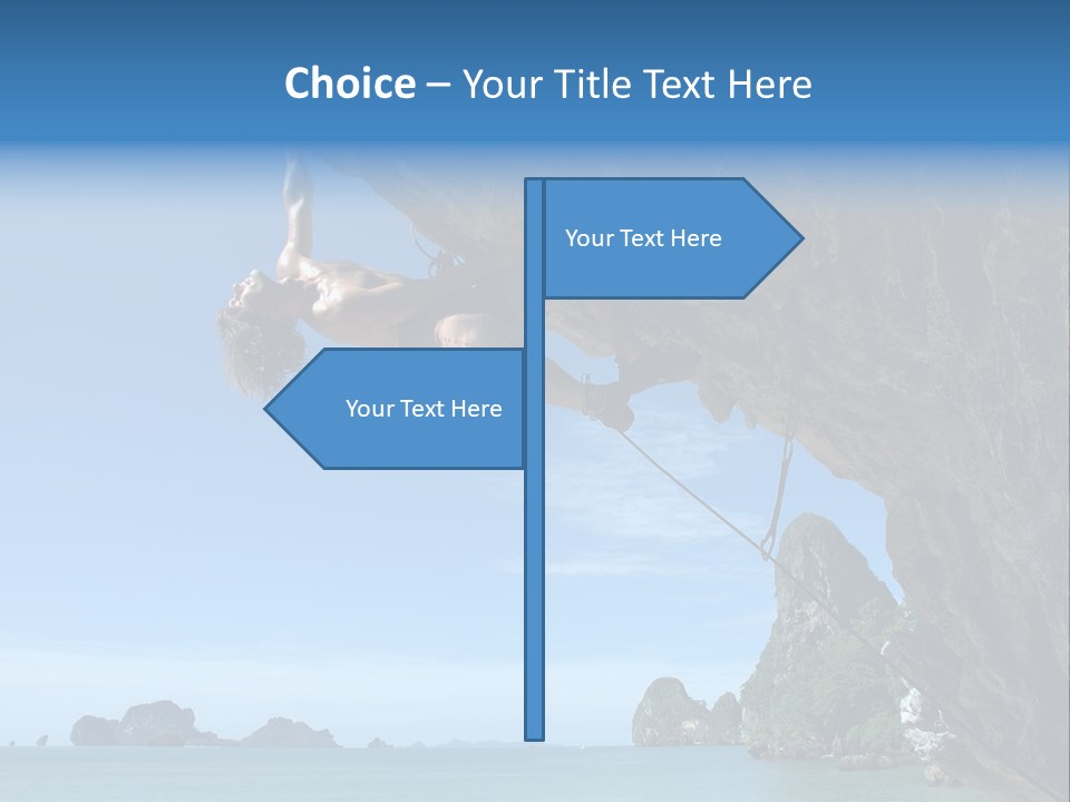 Adult Climbing Hard Overhanging Wall In Krabi, Thailand. PowerPoint Template