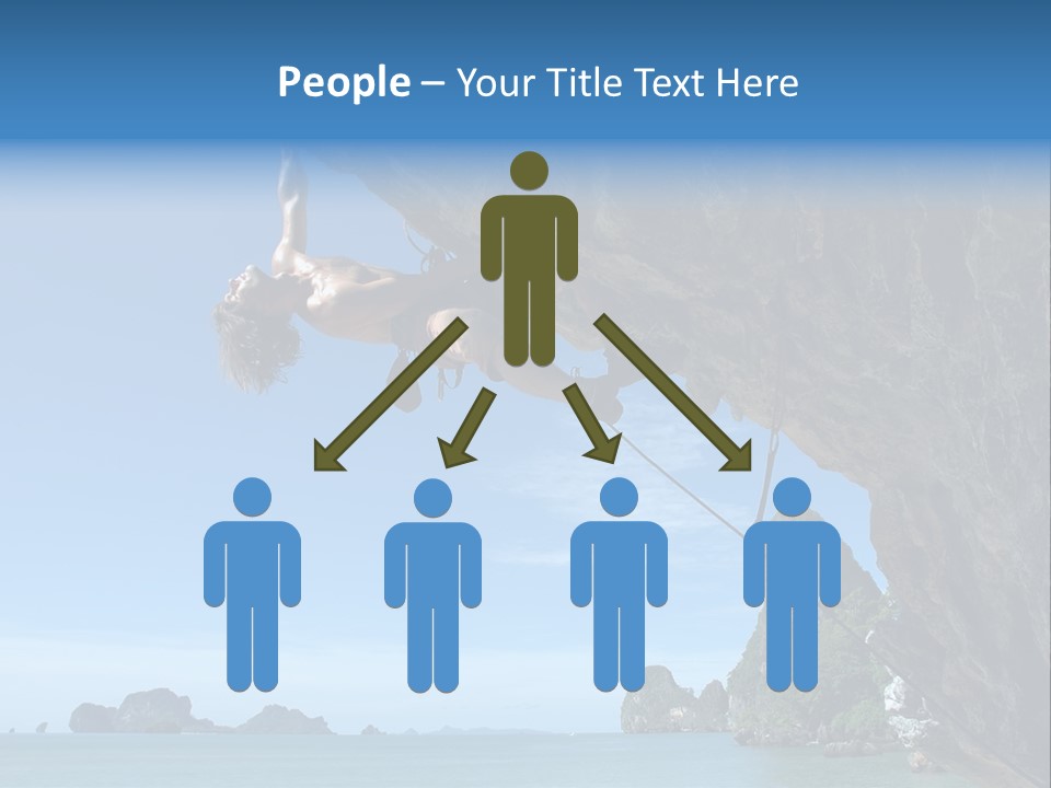 Adult Climbing Hard Overhanging Wall In Krabi, Thailand. PowerPoint Template