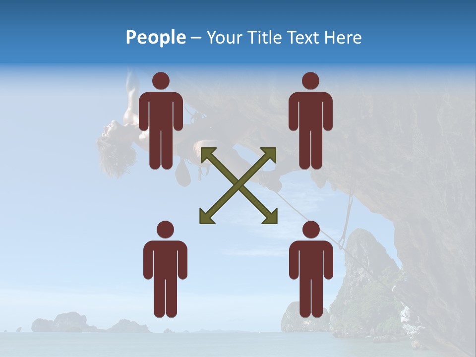 Adult Climbing Hard Overhanging Wall In Krabi, Thailand. PowerPoint Template