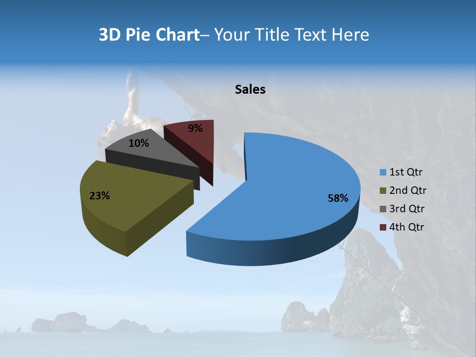 Adult Climbing Hard Overhanging Wall In Krabi, Thailand. PowerPoint Template