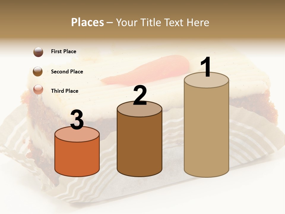Piece Of Carrot Cake On Bakery Serving Paper Shot Over White. PowerPoint Template