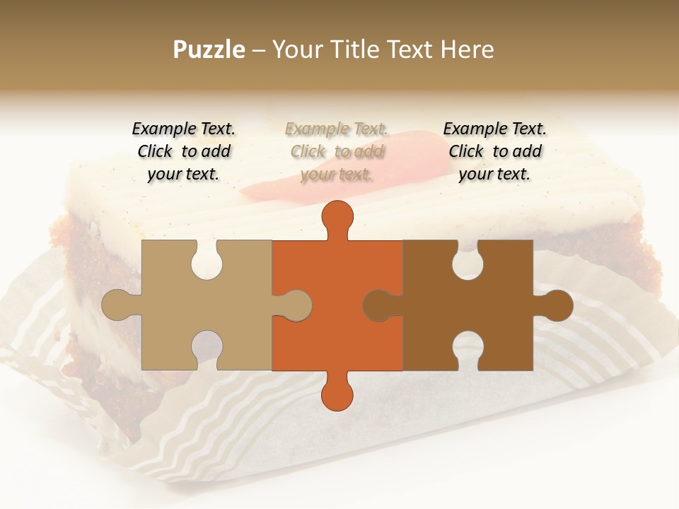 Piece Of Carrot Cake On Bakery Serving Paper Shot Over White. PowerPoint Template