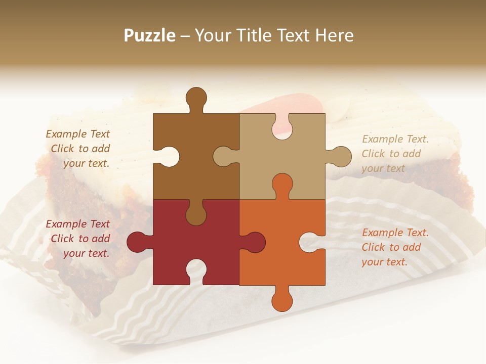 Piece Of Carrot Cake On Bakery Serving Paper Shot Over White. PowerPoint Template