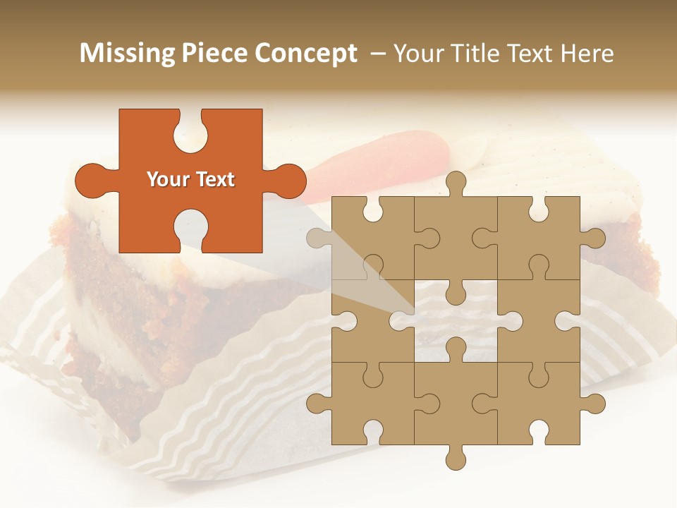 Piece Of Carrot Cake On Bakery Serving Paper Shot Over White. PowerPoint Template