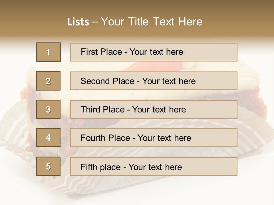 Piece Of Carrot Cake On Bakery Serving Paper Shot Over White. PowerPoint Template