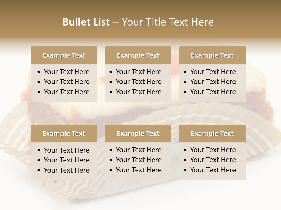 Piece Of Carrot Cake On Bakery Serving Paper Shot Over White. PowerPoint Template