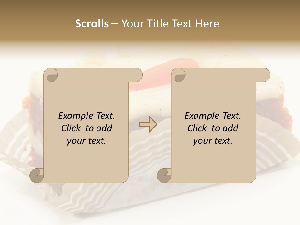 Piece Of Carrot Cake On Bakery Serving Paper Shot Over White. PowerPoint Template