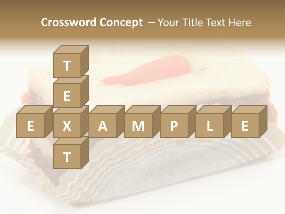 Piece Of Carrot Cake On Bakery Serving Paper Shot Over White. PowerPoint Template