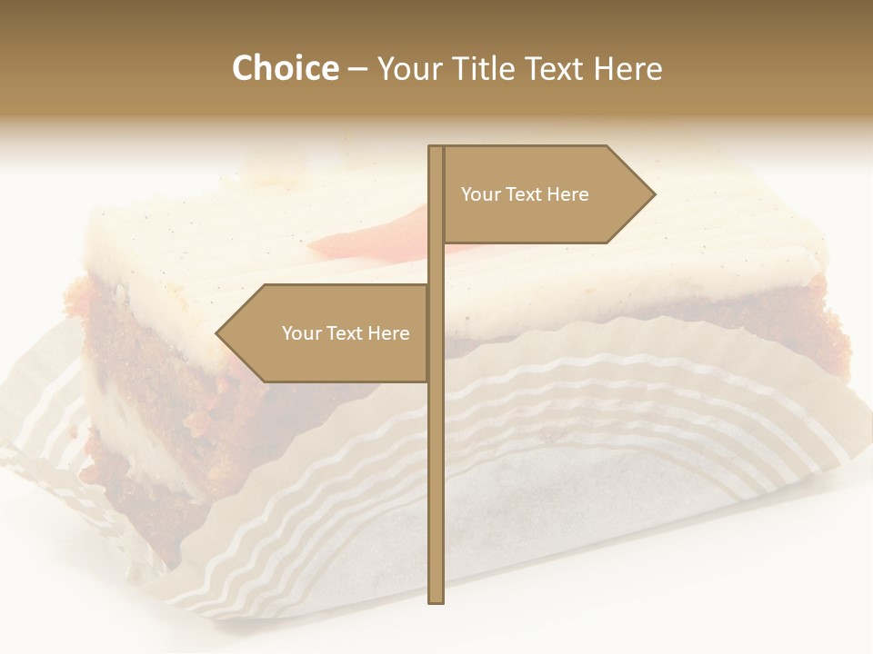 Piece Of Carrot Cake On Bakery Serving Paper Shot Over White. PowerPoint Template