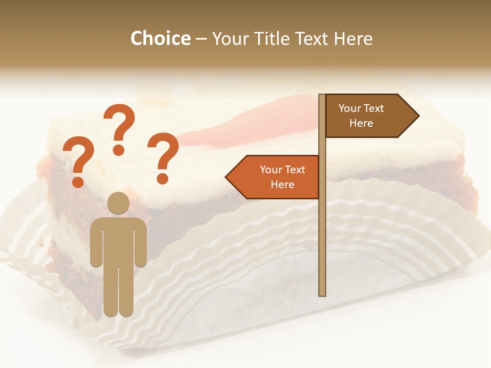 Piece Of Carrot Cake On Bakery Serving Paper Shot Over White. PowerPoint Template