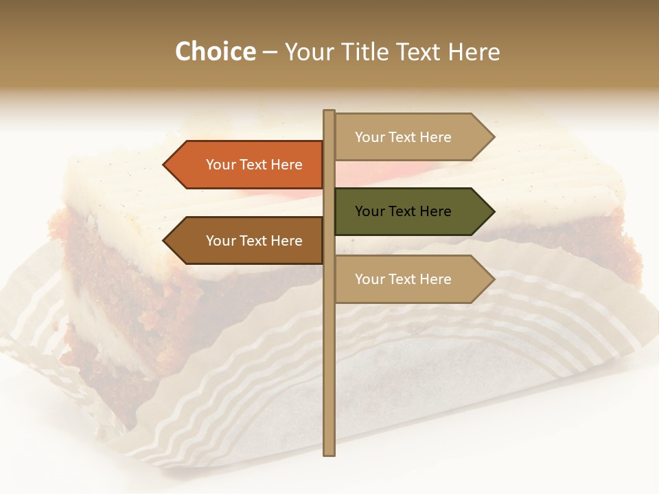 Piece Of Carrot Cake On Bakery Serving Paper Shot Over White. PowerPoint Template