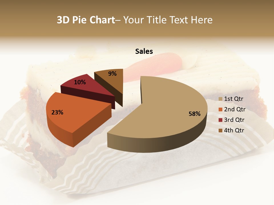 Piece Of Carrot Cake On Bakery Serving Paper Shot Over White. PowerPoint Template