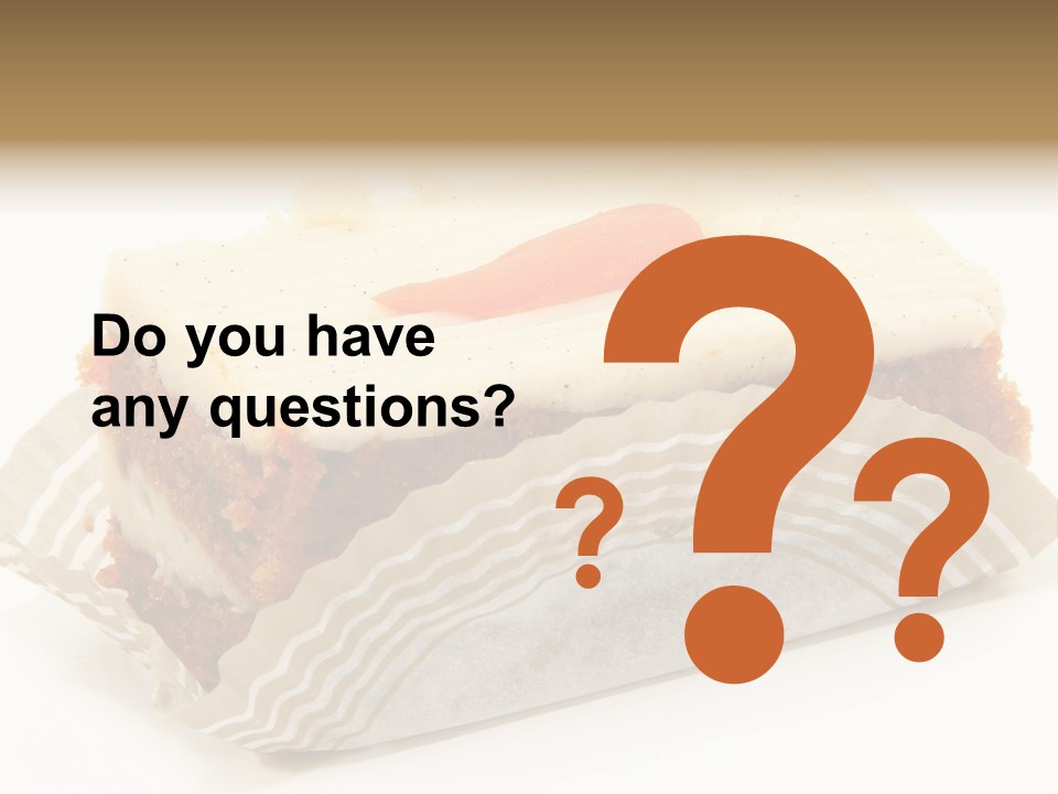 Piece Of Carrot Cake On Bakery Serving Paper Shot Over White. PowerPoint Template