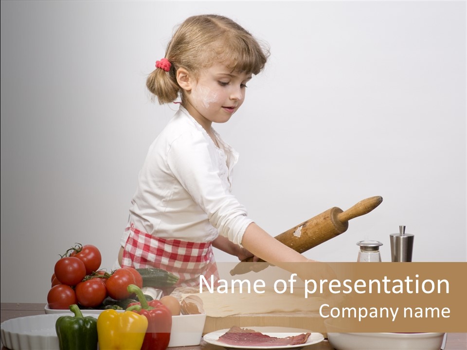 Little Girl Making Pizza PowerPoint Template