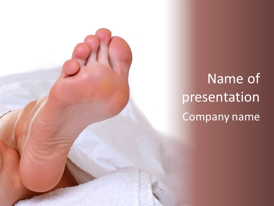 Well-Groomed Bared A Foot Of Female Feet, Isolated On A White Background, Please See Some Of My Other Parts Of A Body Images PowerPoint Template