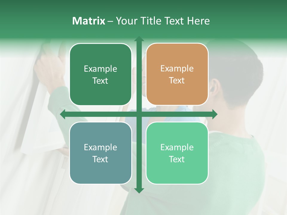 Asian Woman And Male Hanging Art On Wall. Square Composition. PowerPoint Template