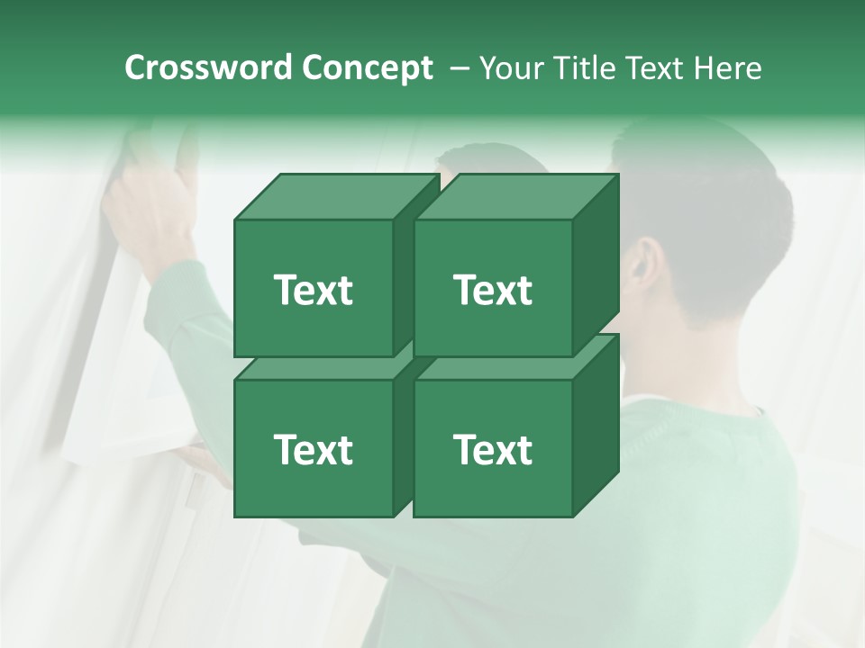 Asian Woman And Male Hanging Art On Wall. Square Composition. PowerPoint Template