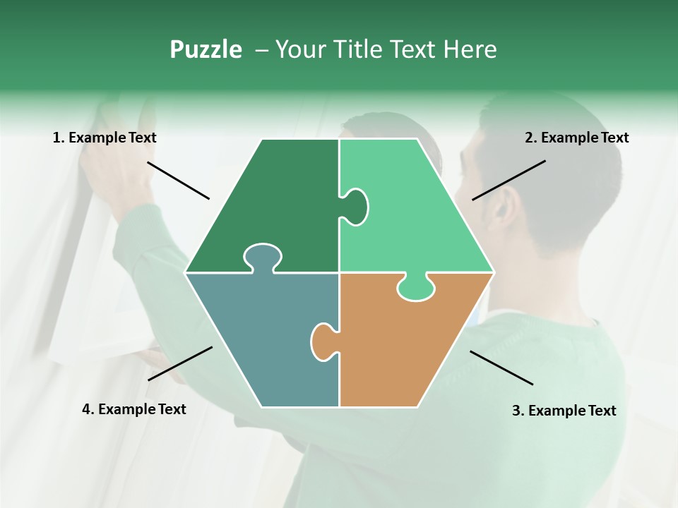 Asian Woman And Male Hanging Art On Wall. Square Composition. PowerPoint Template