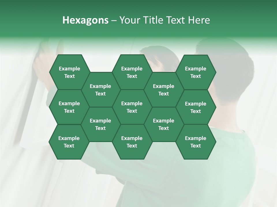 Asian Woman And Male Hanging Art On Wall. Square Composition. PowerPoint Template