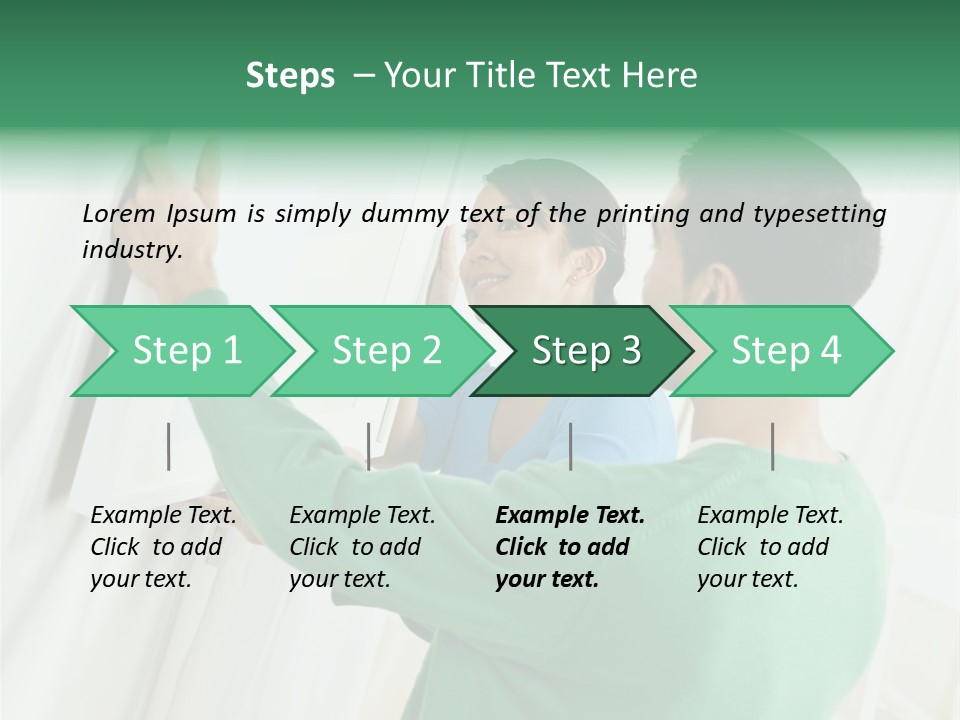 Asian Woman And Male Hanging Art On Wall. Square Composition. PowerPoint Template