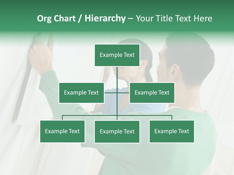 Asian Woman And Male Hanging Art On Wall. Square Composition. PowerPoint Template