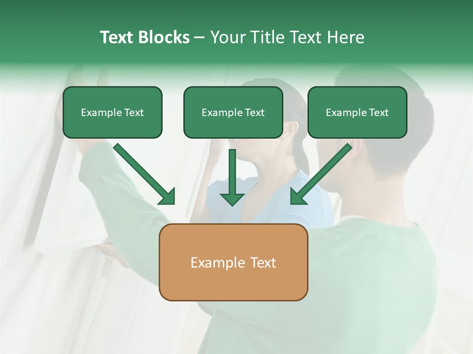 Asian Woman And Male Hanging Art On Wall. Square Composition. PowerPoint Template