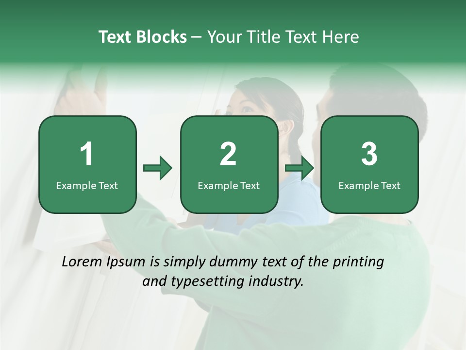 Asian Woman And Male Hanging Art On Wall. Square Composition. PowerPoint Template