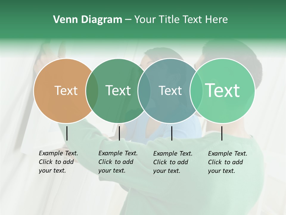 Asian Woman And Male Hanging Art On Wall. Square Composition. PowerPoint Template