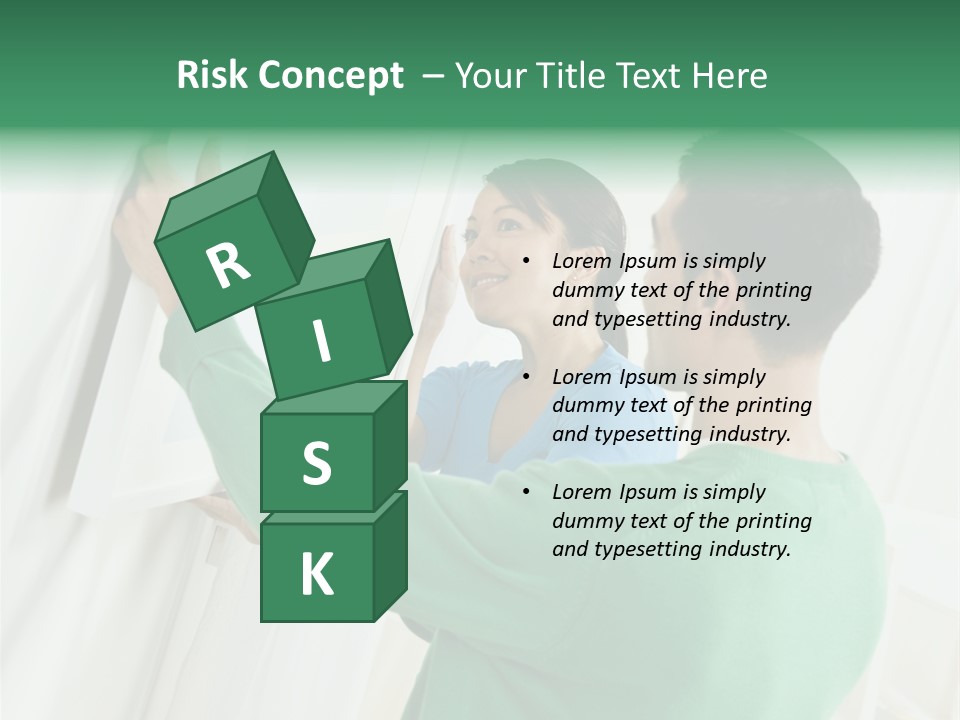 Asian Woman And Male Hanging Art On Wall. Square Composition. PowerPoint Template