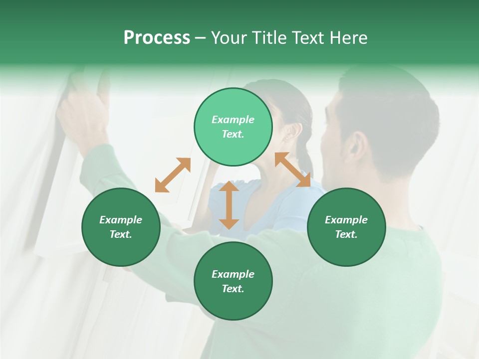 Asian Woman And Male Hanging Art On Wall. Square Composition. PowerPoint Template