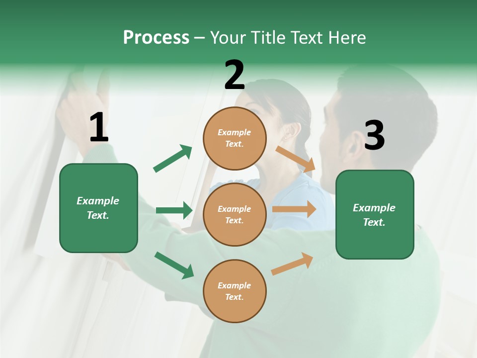 Asian Woman And Male Hanging Art On Wall. Square Composition. PowerPoint Template