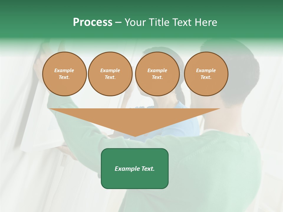 Asian Woman And Male Hanging Art On Wall. Square Composition. PowerPoint Template