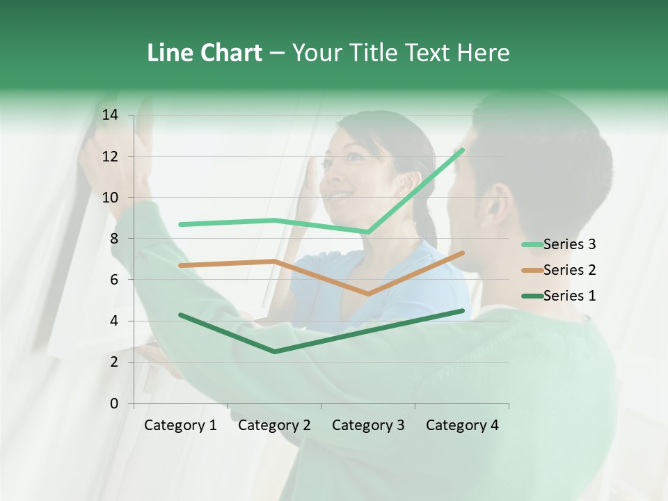 Asian Woman And Male Hanging Art On Wall. Square Composition. PowerPoint Template